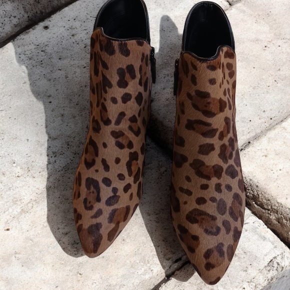 Cole Haan Elyse Bootie Mercer Ocelot Print Calf Hair Ankle Boots  – Size 8B - Picture 2 of 13